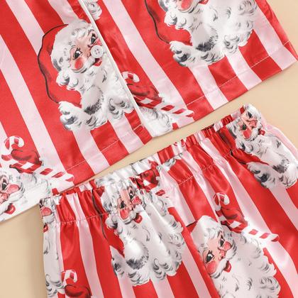 Imagem de Conjunto de pijamas com cetim de seda de Natal para bebês e meninas