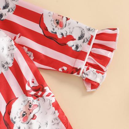 Imagem de Conjunto de pijamas com cetim de seda de Natal para bebês e meninas