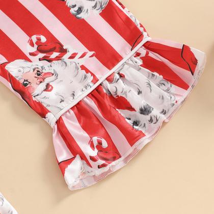 Imagem de Conjunto de pijamas com cetim de seda de Natal para bebês e meninas