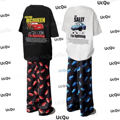 Imagem de Conjunto De Pijamas De Algodão Oversized Para Casais E Crianças, Camiseta E Calças Combinando