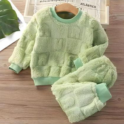 Imagem de Conjunto De Pijamas De Veludo Para Meninos E Meninas, Roupa De Inverno Quente E Espessa Para