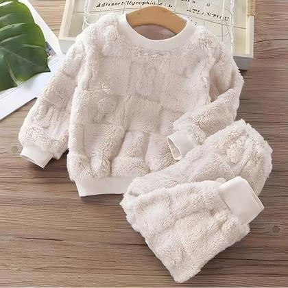 Imagem de Conjunto De Pijamas De Veludo Para Meninos E Meninas, Roupa De Inverno Quente E Espessa Para