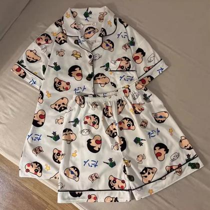 Imagem de Conjunto De Pijamas De Verão Para Meninos E Meninas Crayon Shin-chan Com Mangas Curtas Confortáveis
