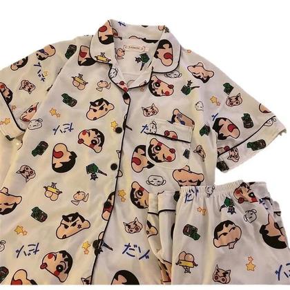 Imagem de Conjunto De Pijamas De Verão Para Meninos E Meninas Crayon Shin-chan Com Mangas Curtas Confortáveis