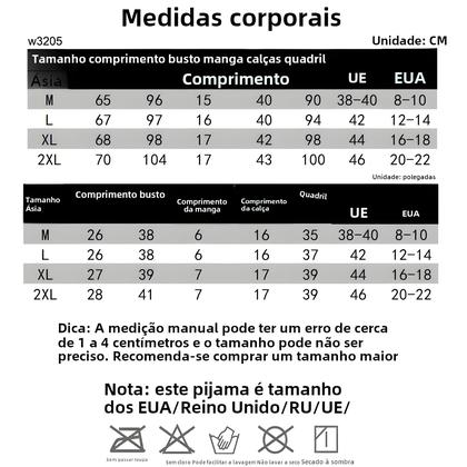 Imagem de Conjunto de Pijamas Feminino de Seda Gelada - Manga Curta e Calças Curtas Listradas