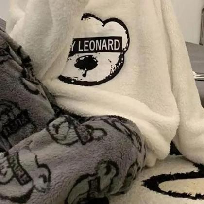 Imagem de Conjunto De Pijamas Femininos plus Size Com Estampa De Urso Cartoon, Pijamas De Inverno Em Flanela