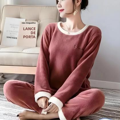 Imagem de Conjunto De Pijamas Femininos plus Size Com Estampa De Urso Cartoon, Pijamas De Inverno Em Flanela