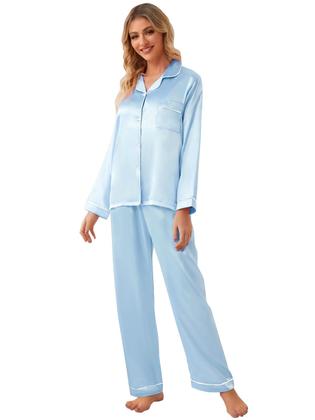 Imagem de Conjunto de pijamas Schbbbta Girls Satin de manga comprida, 5-6Y