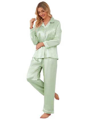 Imagem de Conjunto de pijamas Schbbbta Girls Satin Silk Green 7-8 anos