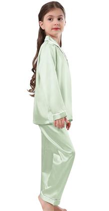 Imagem de Conjunto de pijamas Schbbbta Girls Satin Silk Green 7-8 anos