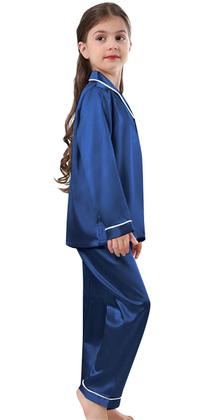 Imagem de Conjunto de pijamas Schbbbta Kids Boys Girls Satin Silk 4-5T Navy