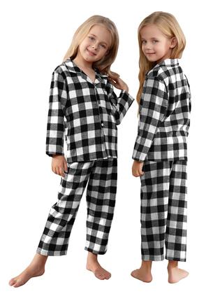 Imagem de Conjunto de pijamas Schbbbta Kids Plaid de 2 peças Button Down 4-5T