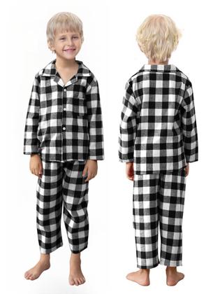 Imagem de Conjunto de pijamas Schbbbta Kids Plaid de 2 peças Button Down 4-5T