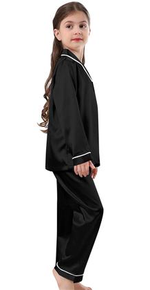Imagem de Conjunto de pijamas Schbbbta Satin para meninas/meninos 4-5T preto escuro