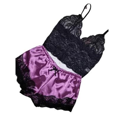Imagem de Conjunto De Pijamas Sexy De Renda E Seda Para Mulheres, Top Cropped E Shorts, Roupas De Dormir Em 2