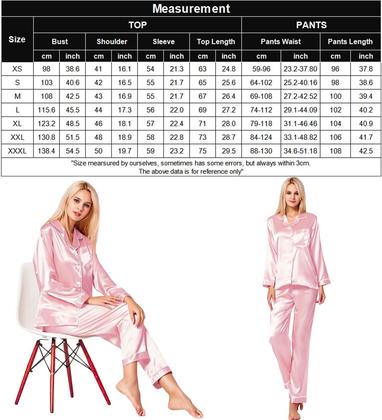 Imagem de Conjunto de pijamas SWOMOG, pijamas femininos de seda e cetim de Natal