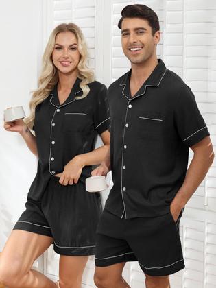 Imagem de Conjunto de pijamas YOPUGEE para pós-parto feminino com bolsos, preto, GG