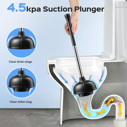 Imagem de Conjunto de pistão e escova de vaso sanitário HAMITOR, pacote com 2 unidades em aço inoxidável