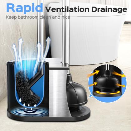 Imagem de Conjunto de pistão e escova de vaso sanitário HAMITOR, pacote com 2 unidades em aço inoxidável
