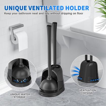 Imagem de Conjunto de pistão e escova de vaso sanitário LOVLOY 2 em 1 para vaso sanitário de 13,5 cm