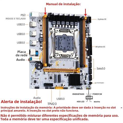 Imagem de Conjunto De Placa Mãe X99 LGA 2011-3 Kit Com CPU Xeon E5 2650 V4 16GB DDR4 ECC RAM SATA3 USB 3.0