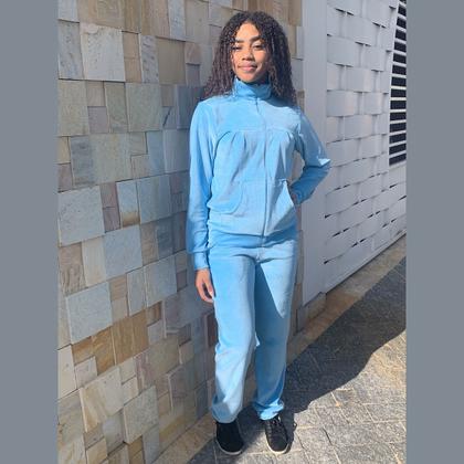 Imagem de Conjunto de Plush Agasalho Jaqueta com Gola e Calça Bolso Veludo