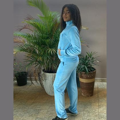 Imagem de Conjunto de Plush Agasalho Jaqueta com Gola e Calça Bolso Veludo