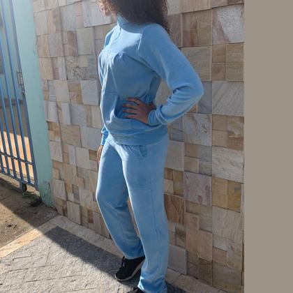 Imagem de Conjunto de Plush Agasalho Jaqueta com Gola e Calça Bolso Veludo