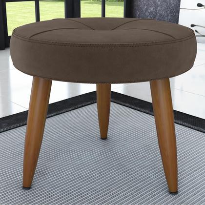 Imagem de Conjunto de Poltrona e Puff Decorativos Miller Veludo Marrom