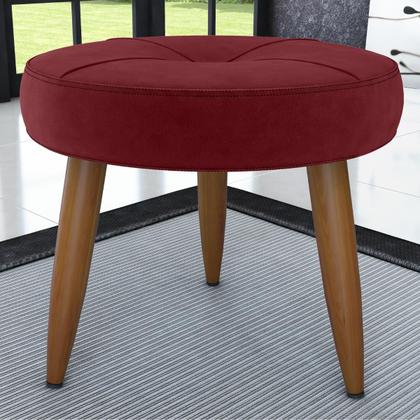 Imagem de Conjunto de Poltrona e Puff Decorativos Miller Veludo Vinho