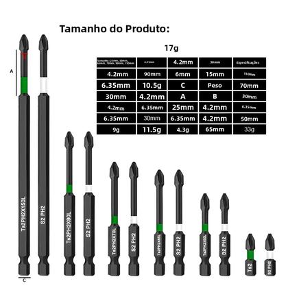 Imagem de Conjunto De Pontas De Chave De Fenda Magnéticas Antiderrapantes S2 Em Aço Liga Com Haste Hexagonal