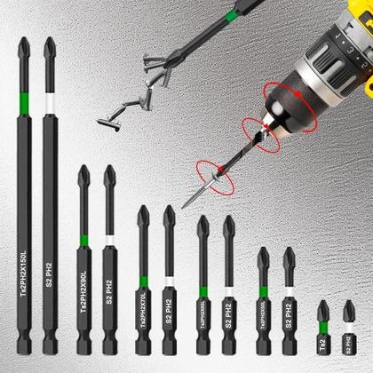 Imagem de Conjunto De Pontas De Chave De Fenda Magnéticas Antiderrapantes S2 Em Aço Liga Com Haste Hexagonal