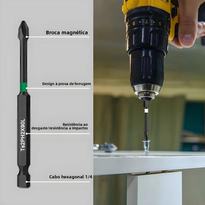 Imagem de Conjunto De Pontas De Chave De Fenda Magnéticas Antiderrapantes S2 Em Aço Liga Com Haste Hexagonal
