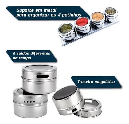 Imagem de Conjunto de Porta Temperos Magnéticos em Inox - Design e Funcionalidade na Cozinha