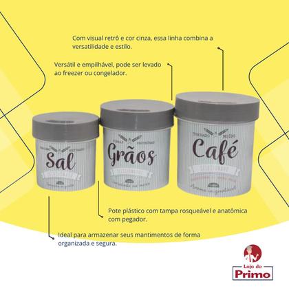 Imagem de Conjunto De Potes Com 7 Peças Para Porta Mantimentos Arroz, Feijão, Café e Açúcar Plasutil
