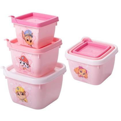 Imagem de Conjunto de Potes de Plástico Infantil Bebê Conect 3 Unidades Quadrados Meninas - Plasútil