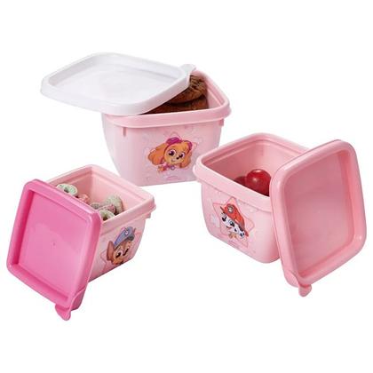 Imagem de Conjunto de Potes de Plástico Infantil Bebê Conect 3 Unidades Quadrados Meninas Plasútil