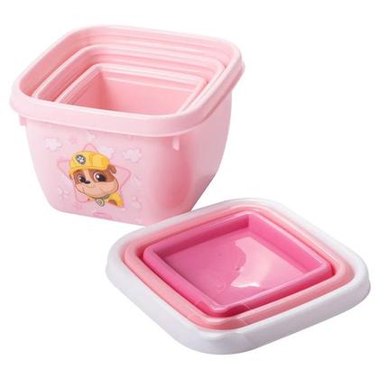 Imagem de Conjunto de Potes de Plástico Infantil Bebê Conect 3 Unidades Quadrados Meninas Plasútil