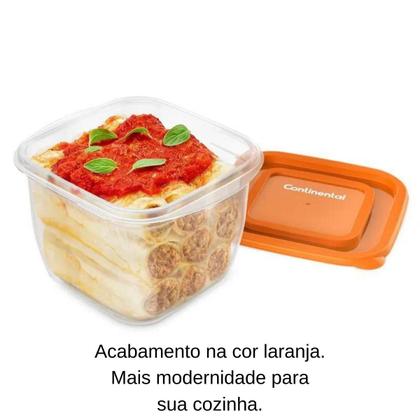 Imagem de Conjunto de Potes de Plástico Laranja Continental  12 Unidades