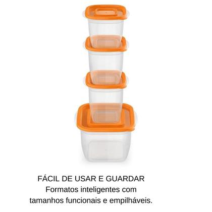 Imagem de Conjunto de Potes de Plástico Laranja Continental  12 Unidades