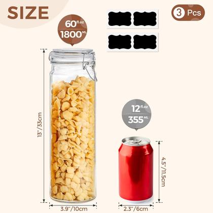 Imagem de Conjunto de potes de vidro ComSaf 1,8 L herméticos com tampas para armazenamento de alimentos x3