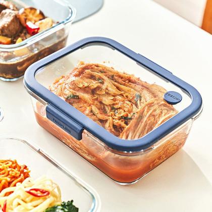 Imagem de Conjunto de Potes de Vidro Hermético Retangular - Bomba Manual de Sucção a vácuo - 5 Peças - Neoflam - GLACÉ Z