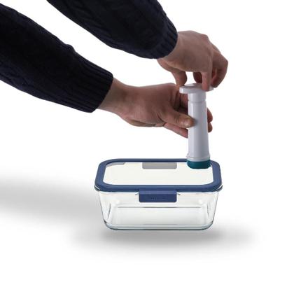 Imagem de Conjunto de Potes de Vidro Hermético Retangular - Bomba Manual de Sucção a vácuo - 5 Peças - Neoflam - GLACÉ Z