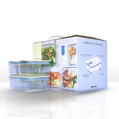 Imagem de Conjunto De Potes De Vidro Herméticos Retangulares - Tampa C