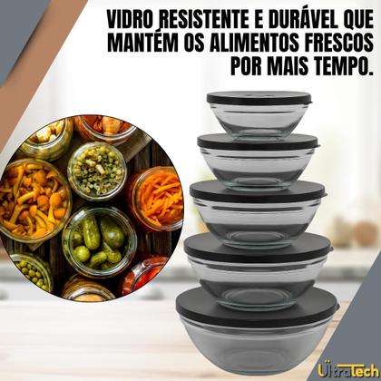 Imagem de Conjunto De Potes De Vidro Redondos Com Tampa 3 e 5 Peças