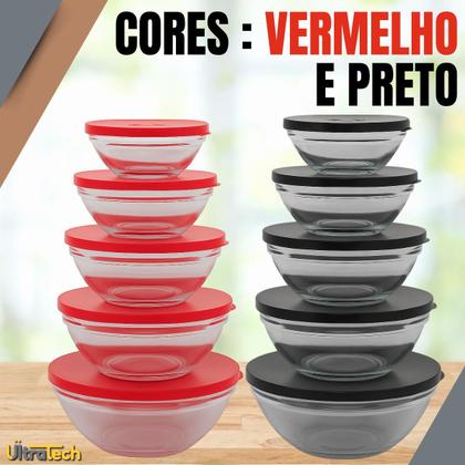 Imagem de Conjunto De Potes De Vidro Redondos Com Tampa 3 e 5 Peças