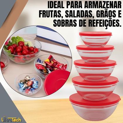 Imagem de Conjunto De Potes De Vidro Redondos Com Tampa 3 e 5 Peças