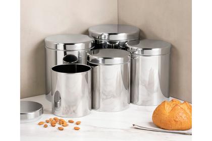 Imagem de Conjunto de potes para mantimentos com tampa e visor brinox suprema 5 peças aço inox