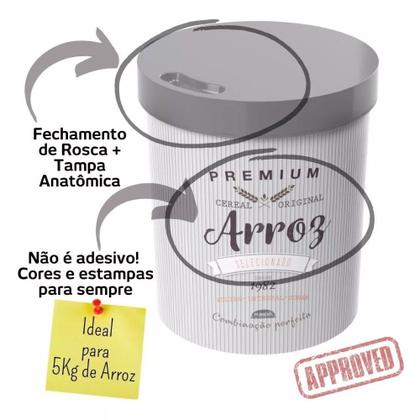 Imagem de Conjunto de Potes Porta Mantimentos Jogo 7 Potes de Plástico Redondo Com Decoração Retro Kit de Potes Porta Temperos Premium Com Tampa Rosca Plasútil