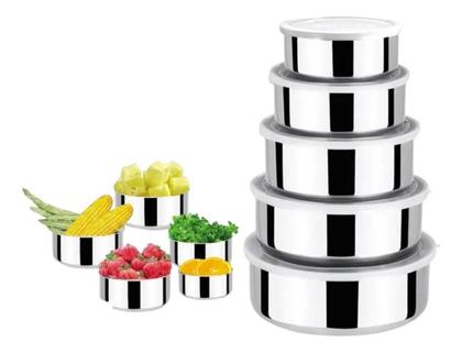 Imagem de Conjunto De Potes Tigela Inox C Tampa Bowl Redondo Moderno